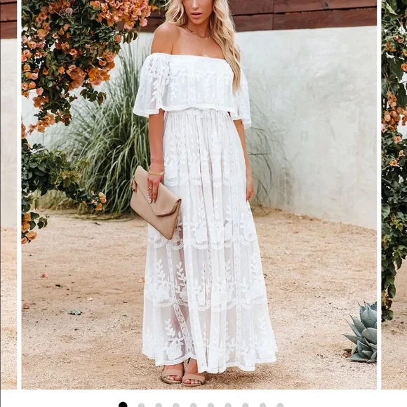 knee length dresses for ladies Morticia Lace Sweetheart Neckline Maxi Dress – VICI main image 0